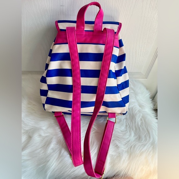 Luv Betsey by Betsey Johnson Pink and Blue Striped mini Backpack purse main image 4
